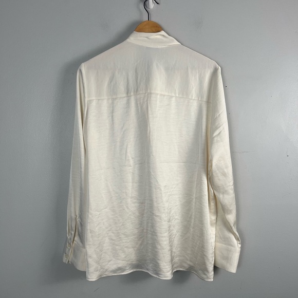New Express Portofino cream neck tie button down blouse size large - Picture 6 of 6